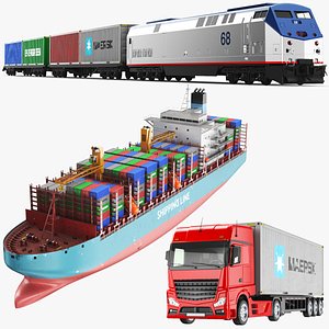 Three Detailed Cargo Vehicles