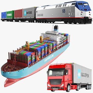 Three Detailed Cargo Vehicles