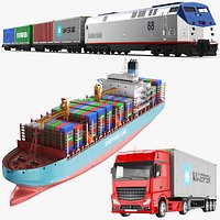 Three Detailed Cargo Vehicles
