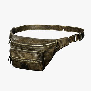 Vintage Brown Leather Fanny Pack - 3D Model