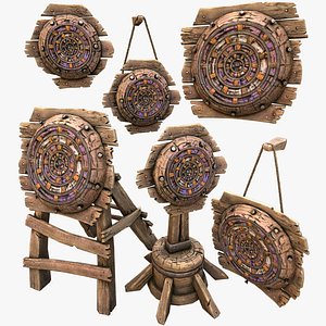 Medieval Wooden Target Dartboard Shooting Range Furniture