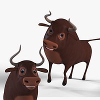 Cartoon Bull Rigged