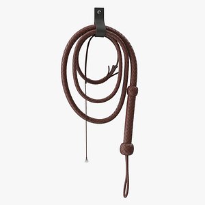 Brown Cowboy Whip Holstered 3D model