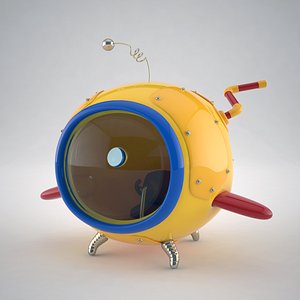 3d stylized cartoon mini submarine model