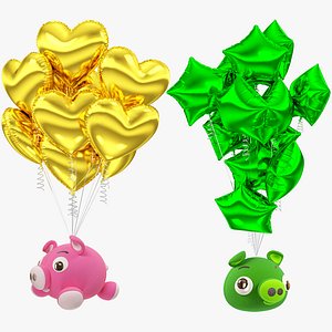 Stuffed Pigs with Balloons Collection V1