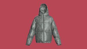 3D Men Camouflage Hooded Full Zip Puffer Jacket model