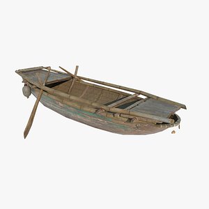 Ancient Asian wooden boats 3D model