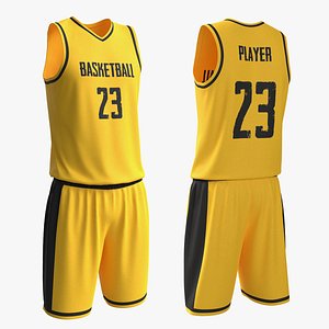Basketball Uniform Set Yellow 3D