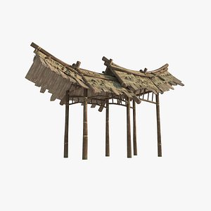 3D Rural rice field pavilion