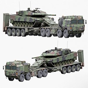 Rheinmetall HX81 Military Truck with Troller Tank 3D