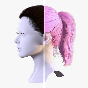 Game-Ready 3D Female Hair Realistic Ponytail Model