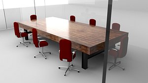 3D transparent glass walls conference room model