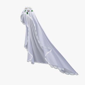 Wedding Head Veil Bride Rigged Animated Low Poly
