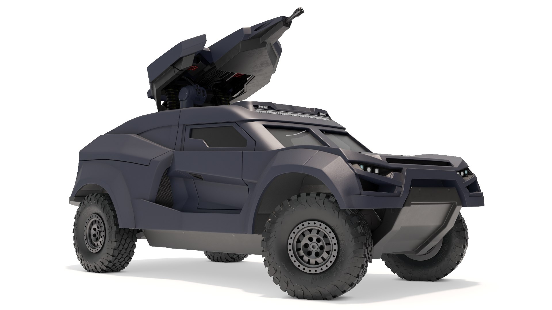 Armored tactical ground interceptor vehicle rigged 3D model