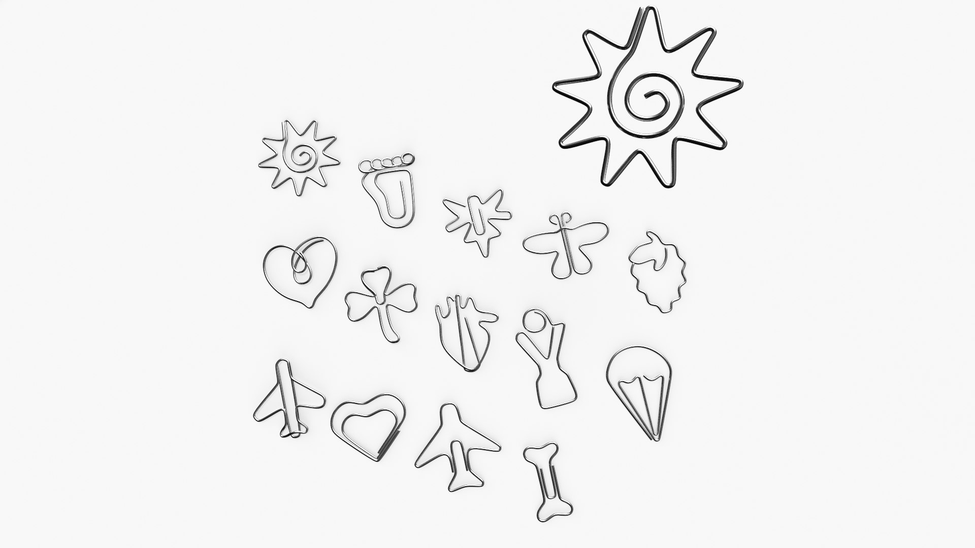 Shaped Paper Clips Silver 3D model preview