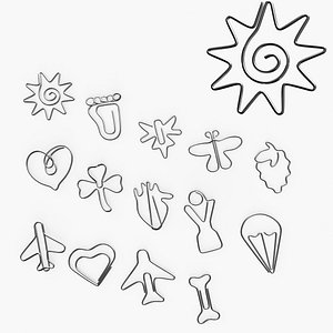 3D Shaped Paper Clips Silver model