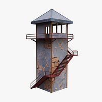 Stylized Cartoon Watchtower Low Poly