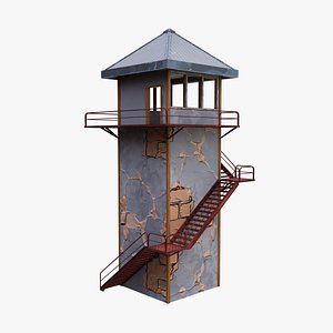 Stylized Cartoon Watchtower Low Poly