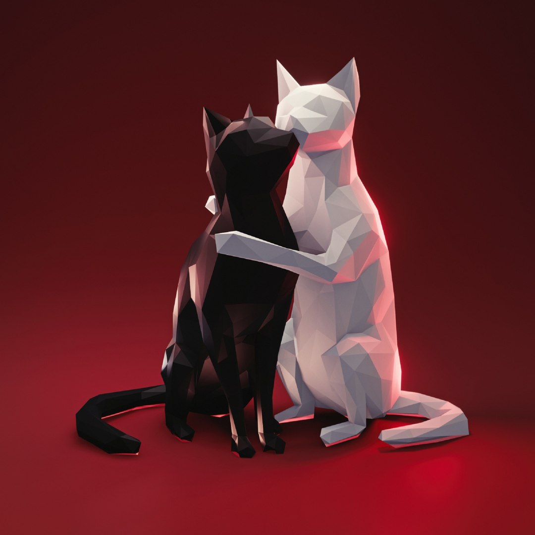 3D Cat Hug Low Poly Model - TurboSquid 1936972