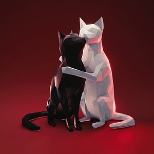 Cat Hug Low Poly