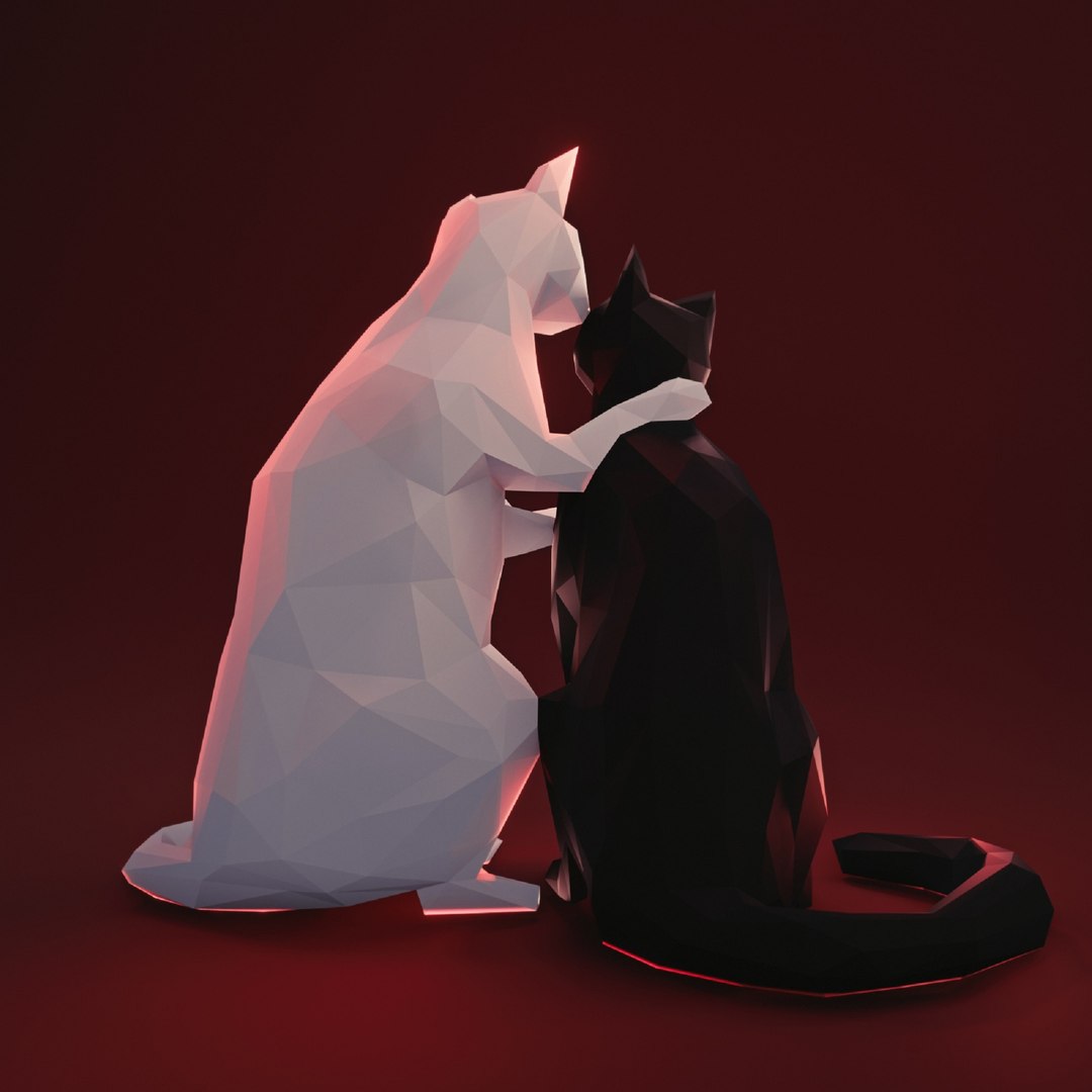 3D Cat Hug Low Poly Model - TurboSquid 1936972