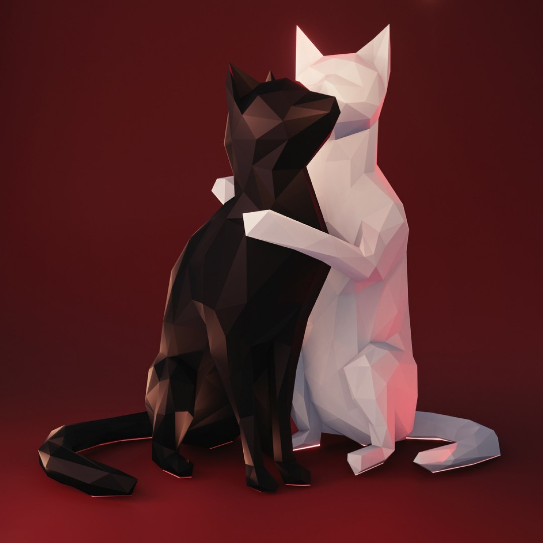 3D Cat Hug Low Poly Model - TurboSquid 1936972