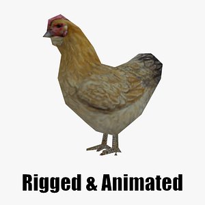 low-poly animated chicken 3D model