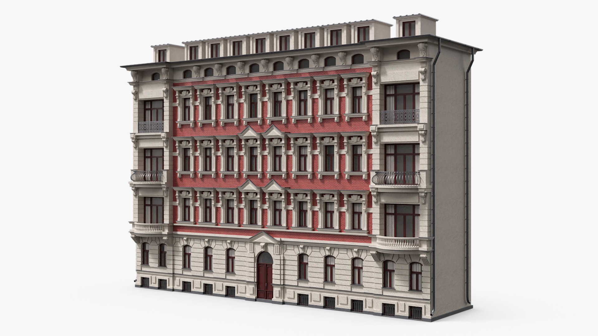 Classic Urban Residential Building 3D model preview