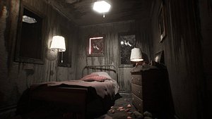 3D Horror Bedroom  35 Assets model