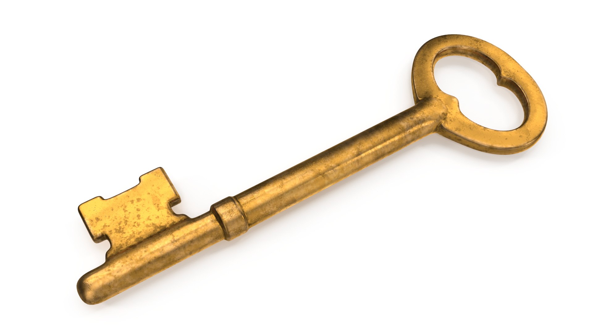 Vintage Skeleton Key Gold 3D model preview