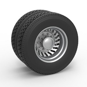 Diecast Rear custom wheel of semi truck Version 13 Scale 1 to 25 3D model