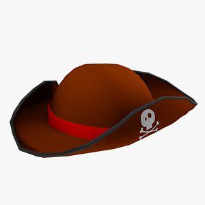 3D model Pirate Hat with Pirate Sign as Skull and Bones