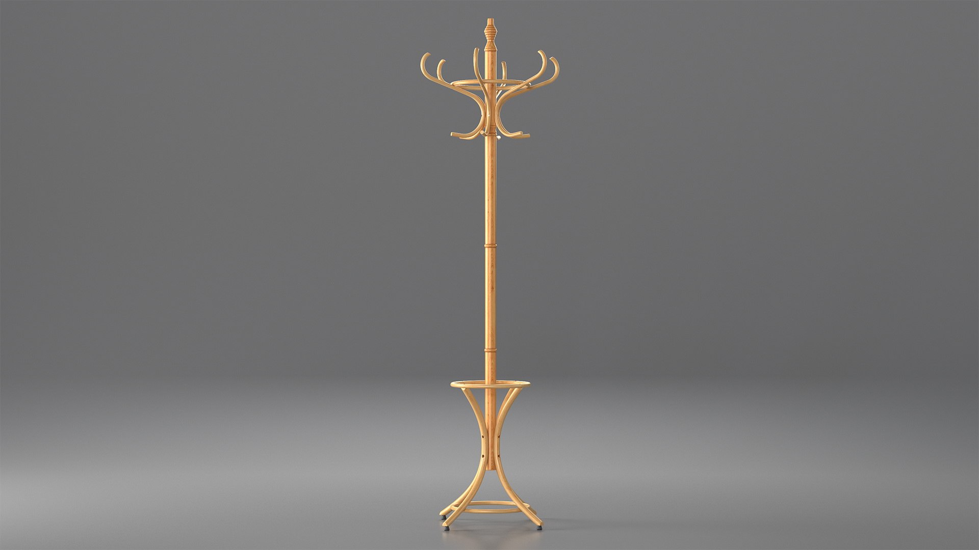 Oak Coat Stand 3D model preview