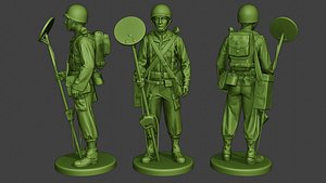 3D soldier ww2 engineer stand model