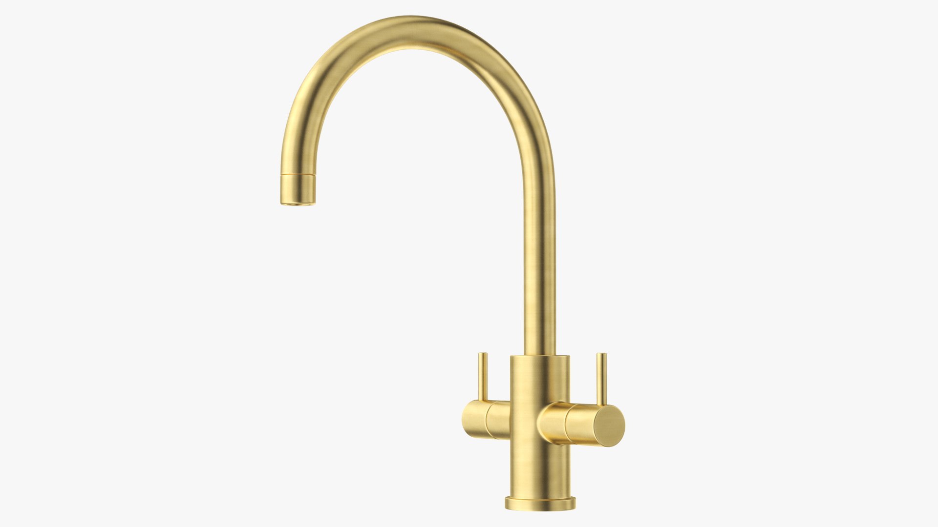 Monobloc Dual Lever Kitchen Mixer Tap Brass 3D model preview