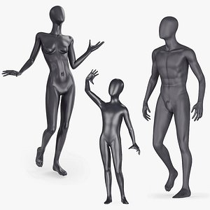 Black Mannequins Rigged for Maya Collection