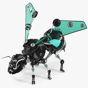 3D Robot Bee Black Rigged for Maya model