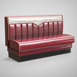 3D Retro Diner Sofa - Old Restaurant Leather Banquette - 6 Color Variations model