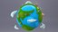 Miniature Cartoon Globe with World Landmarks Fur