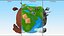 Miniature Cartoon Globe with World Landmarks Fur