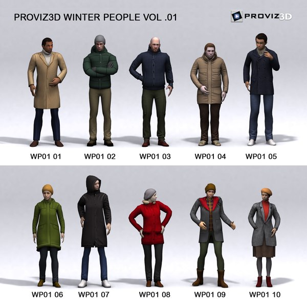 3D People: Winter People Vol. 01 3D model