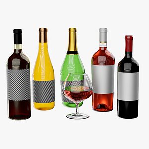 Wine bottle collection 3d model 3D model