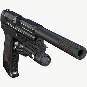 pistol pbr silencer 3D model
