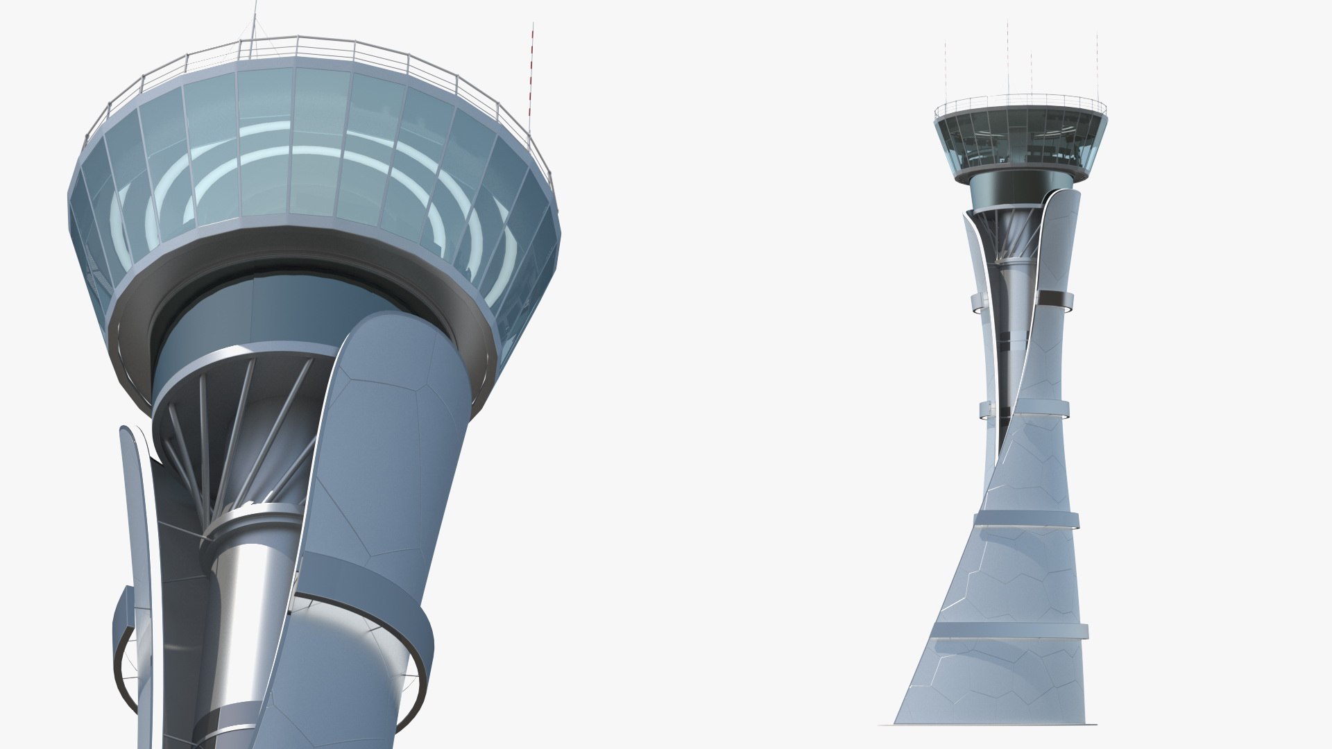Air Traffic Control Tower with Simple Interior Generic 3D model preview