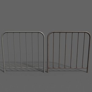 PBR Pedestrian Guard Rail Grey V2 3D model