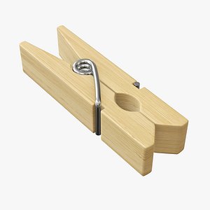 Clothespin 3 wooden clothes peg free 3D model