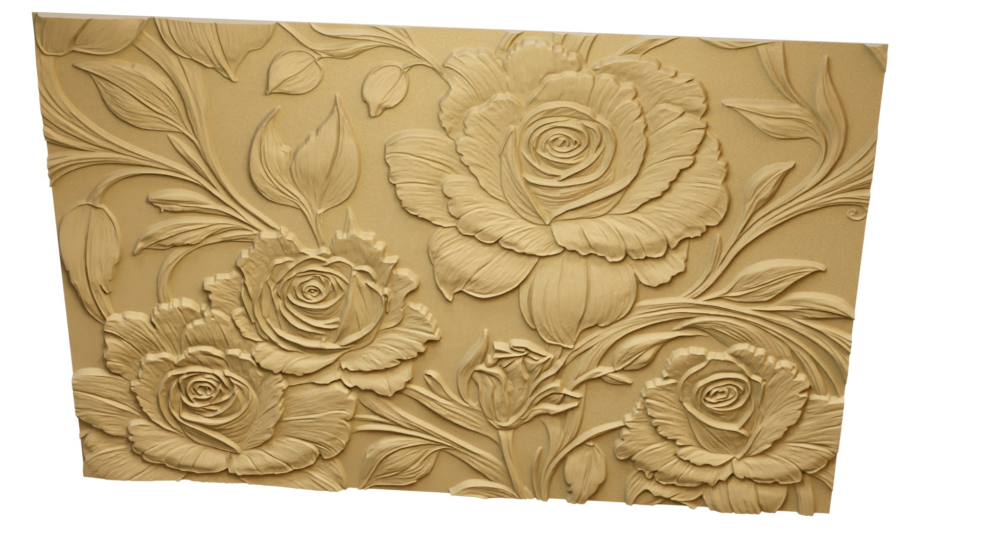 Modern Rose Panel Wall Decor Set Relief Stl Mural CNC 295 3D Model ...