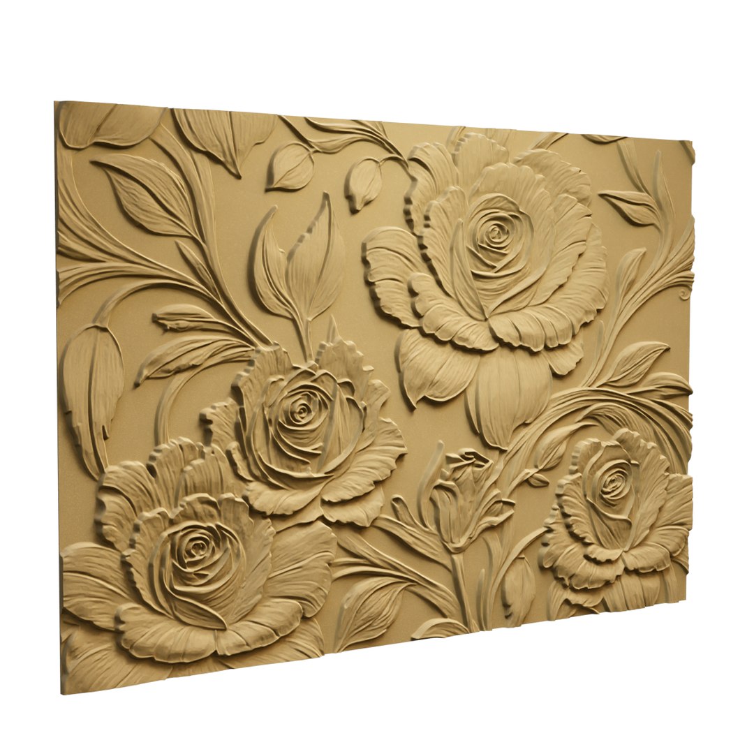 Modern Rose Panel Wall Decor Set Relief Stl Mural CNC 295 3D Model ...