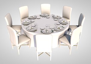 3D realistic dining table model