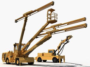 3D Three Arm Rock Drilling Jumbo And Watering Cart model